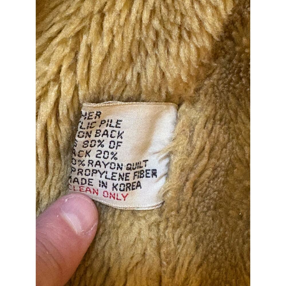 Vintage Brown Leather Faux Shearling Ranch Coat Men’s 38 - Picture 8 of 9